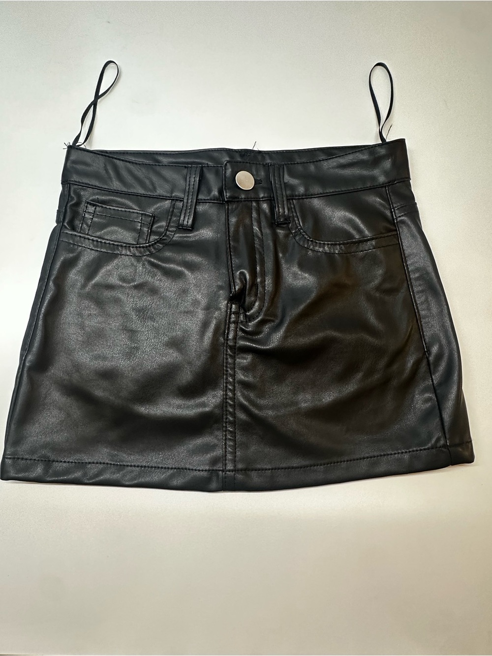 Black Faux Leather Mini Skirt - Classic A-Line